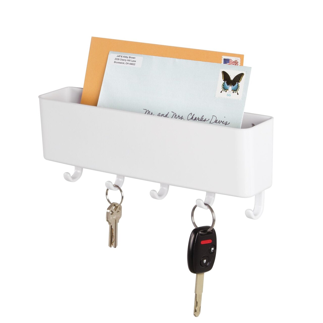 mDesign Plastic Wall Mount Entryway Mail Sorter Storage Organizer Basket